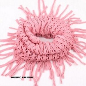 Infinity Fishnet Fringe Scarf Women Color Pink